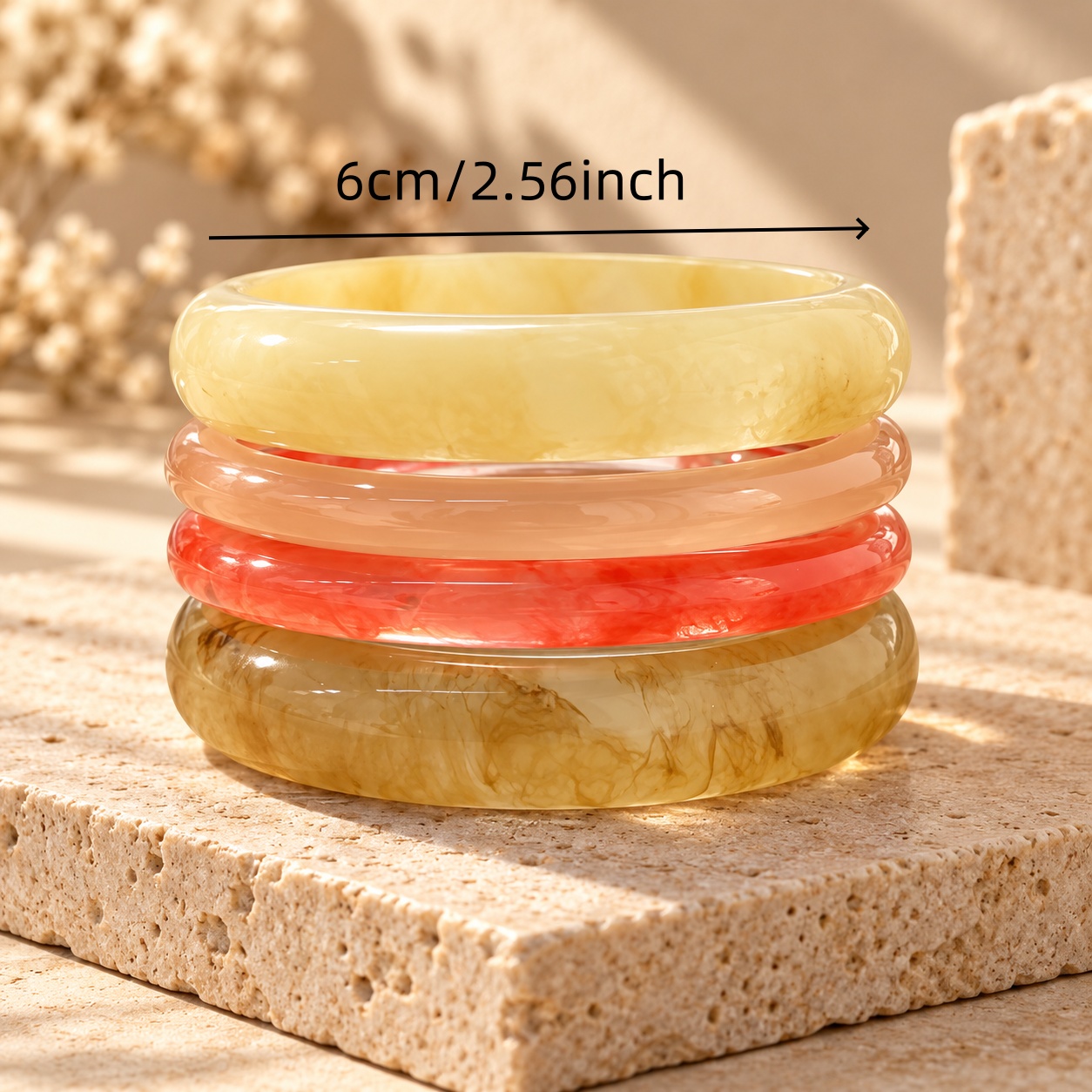 4pcs Colorful Textured Wide-Band Bangle Set for Women